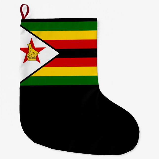 Calcetín Navideño Grande Bandera de Zimbabue (Anverso)