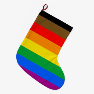 Calcetín Navideño Grande Bandera del Orgullo Arcoíris de Filadelfia