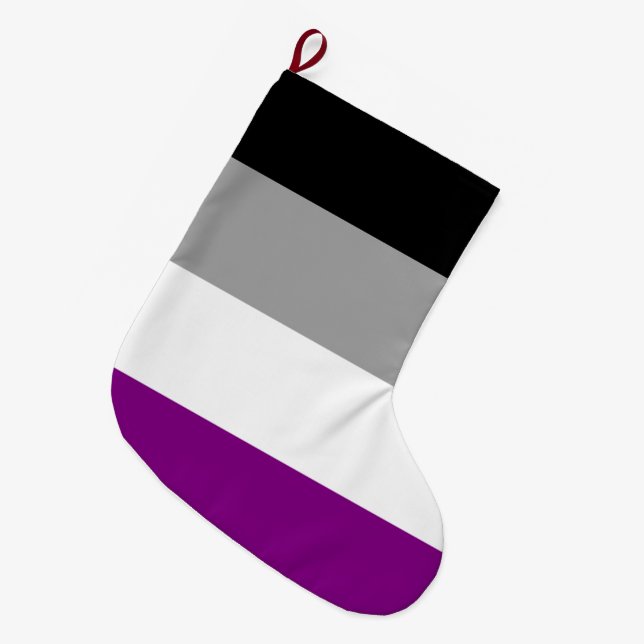 Calcetín Navideño Grande Bandera del Orgullo Asexual (Frente (Colgado))