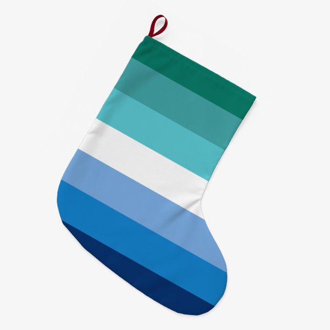 Calcetín Navideño Grande Bandera del Orgullo Gay Masculino (Frente (Colgado))