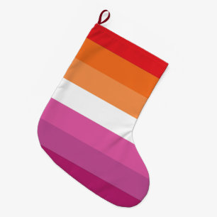 Calcetín Navideño Grande Bandera del Orgullo Lesbiano
