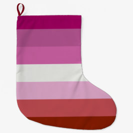 Calcetín Navideño Grande Bandera del Orgullo Lesbiano Rosa