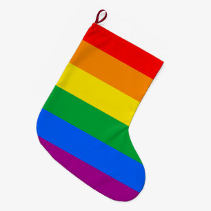 Calcetín Navideño Grande Bandera del Orgullo LGBTQ+ Arcoíris