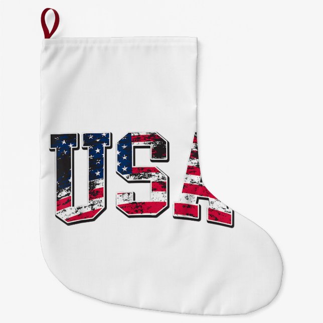 Calcetín Navideño Grande Bandera estadounidense de época (Anverso)