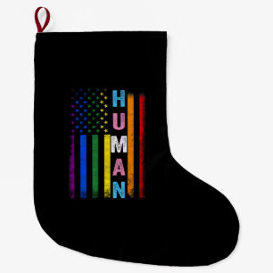 Calcetín Navideño Grande Bandera estadounidense LGBT humana Mes del Orgullo