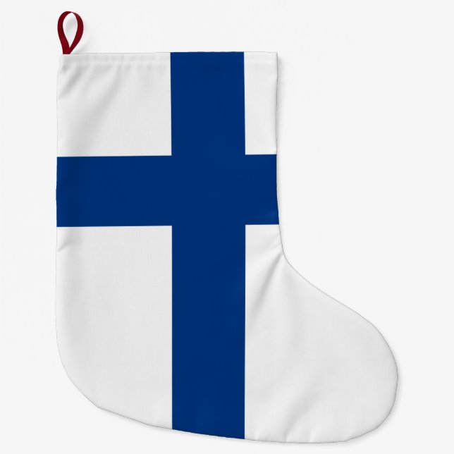 Calcetín Navideño Grande Bandera finlandesa (Finlandia) (Anverso)