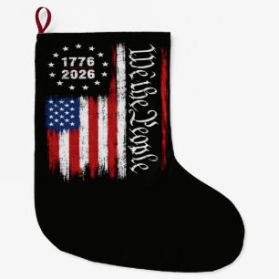 Calcetín Navideño Grande Bandera Patriótica Nosotros El Pueblo 1776 2026