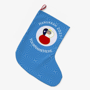 Calcetín Navideño Grande Bandera personalizada de Hanukkah Abuela Angel Chi