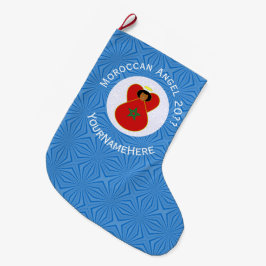 Calcetín Navideño Grande Bandera personalizada del ángel marroquí de Hanukk