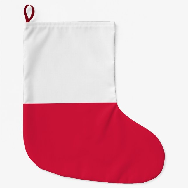 Calcetín Navideño Grande Bandera polaca (Polonia) (Anverso)