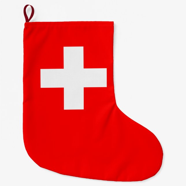 Calcetín Navideño Grande Bandera suiza (Suiza) (Anverso)