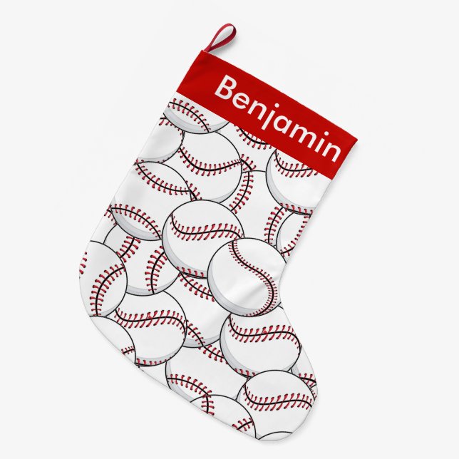 Calcetín Navideño Grande Baseballs Diseñar Grandes Navidades Alquilar (Frente (Colgado))