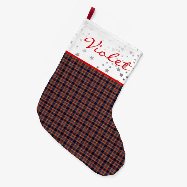 Calcetín Navideño Grande Battlefield Plaid (Frente (Colgado))