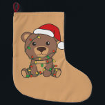 Calcetín Navideño Grande Bear Christmas Winter Animals Bears Large Christma<br><div class="desc">The bear at Christmas with fairy lights. Funny animals with gifts and snow for the holidays. A sweet Christmas greeting. Bears are cute animals and perfect for Christmas.</div>