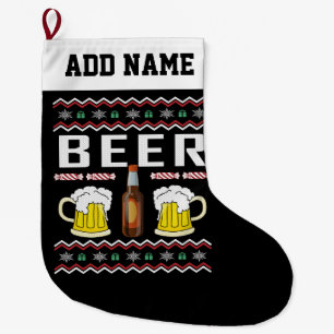 Calcetín Navideño Grande Bebida cerveza Navidades feos suéter