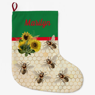 Calcetín Navideño Grande Bee Merry Christmas Sunflower