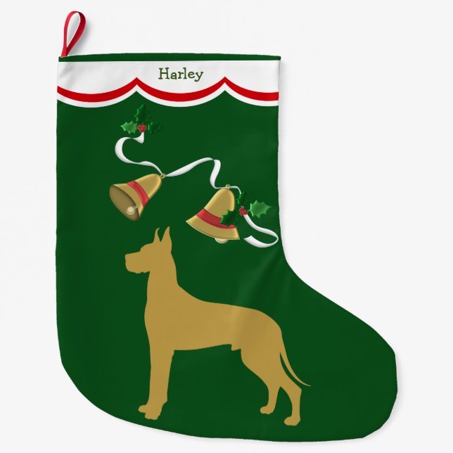 Calcetín Navideño Grande Bellezas de festividades doradas y grandes de dané (Anverso)