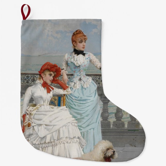 Calcetín Navideño Grande Bellezas napolitanas (jóvenes italianas elegantes) (Anverso)