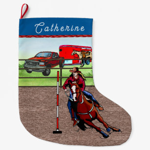 Calcetín Navideño Grande Bendición de polo de rodeo occidental