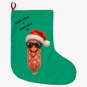 Calcetín Navideño Grande Besos divertidos de salami de Navidad