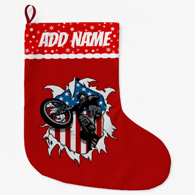 Calcetín Navideño Grande Bicicleta rasgada de BMX (Anverso)