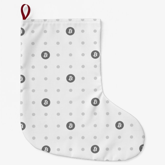 Calcetín Navideño Grande Bitcoin Polka Dots Christmas Stocking (Large) (Anverso)