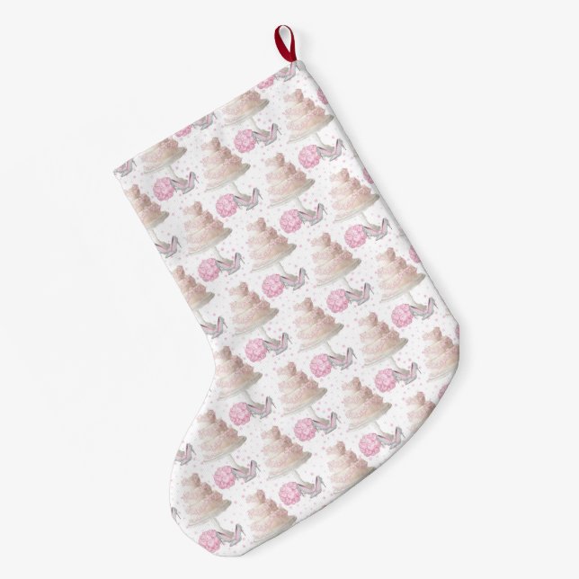 Calcetín Navideño Grande Boda Cake Stocking (Anverso (colgado))