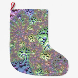 Calcetín Navideño Grande Boho Hippie Groovy brillante fractal arcoiris colo