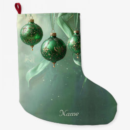 Calcetín Navideño Grande Bola Verde de Navidad Media de Vacaciones