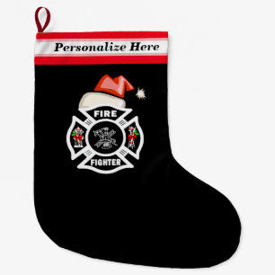 Calcetín Navideño Grande Bombero Santa