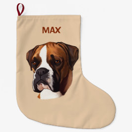 Calcetín Navideño Grande Boxeador en retrato