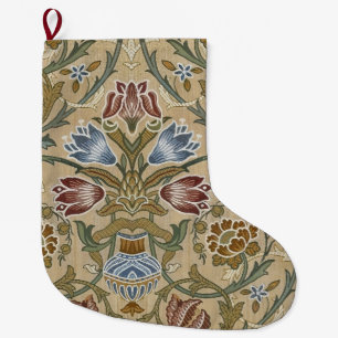 Calcetín Navideño Grande Brocado floral simétrico vintage de William Morris