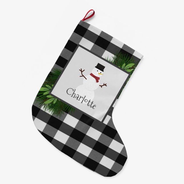 Calcetín Navideño Grande Bromeo de búfalo de nieve (Frente (Colgado))