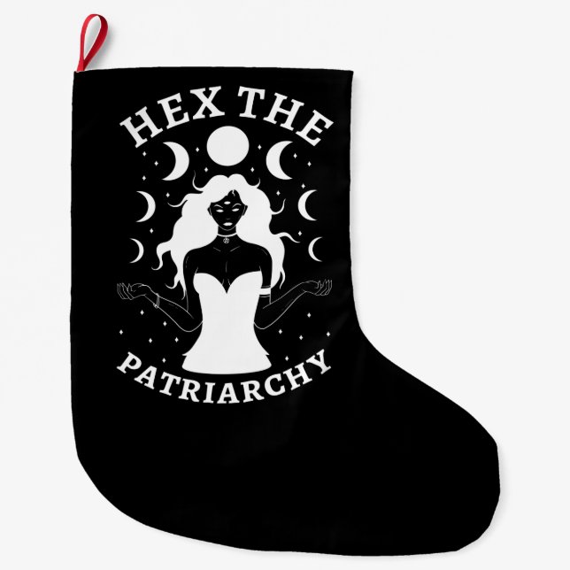 Calcetín Navideño Grande Bruja feminista - Hex El Patriarcado II (Anverso)