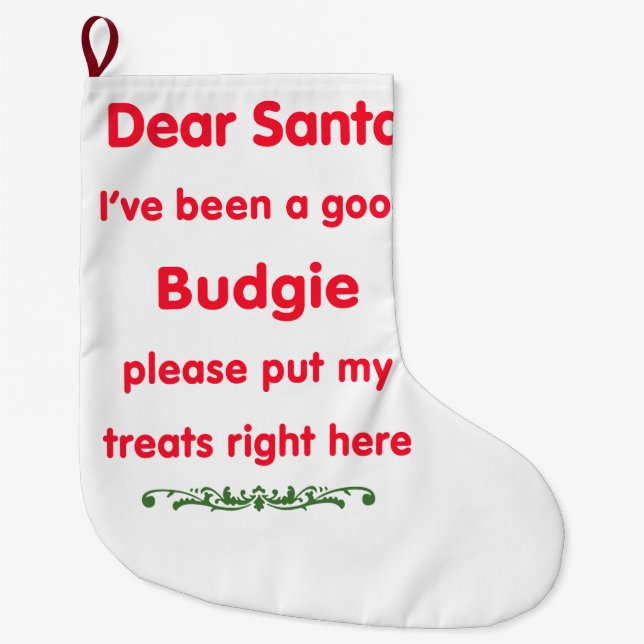 Calcetín Navideño Grande buen budgie (Anverso)