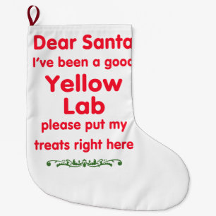Calcetín Navideño Grande buen laboratorio amarillo