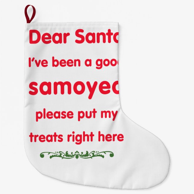 Calcetín Navideño Grande buen samoyedo (Anverso)
