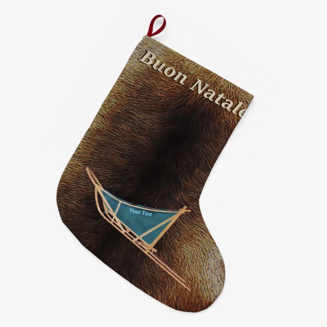 Calcetín Navideño Grande Buon Natale - Perro Sled (Frente (Colgado))
