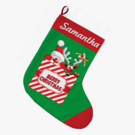 Calcetín Navideño Grande Buscando reno de Santa n'
