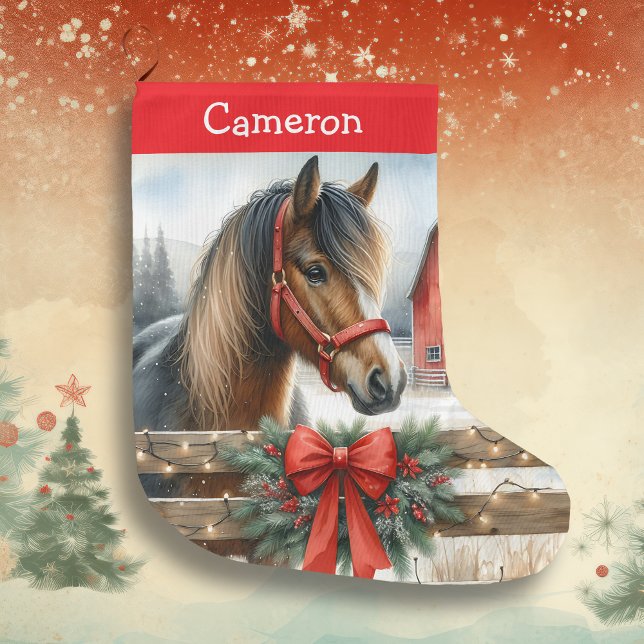 Calcetín Navideño Grande Caballo de bonito personalizado (Subido por el creador)