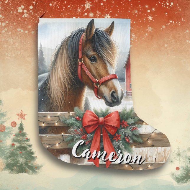 Calcetín Navideño Grande Caballo de bonito personalizado (Subido por el creador)