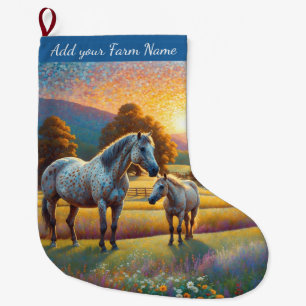 Calcetín Navideño Grande Caballos en la granja