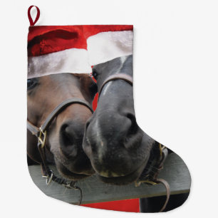 Calcetín Navideño Grande Caballos navidades y sombreros de Santa