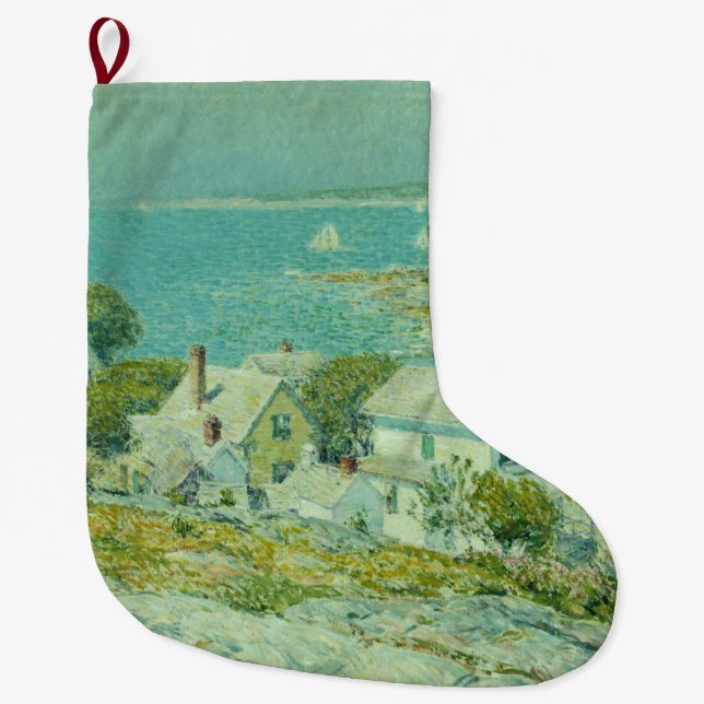 Calcetín Navideño Grande Cabeceras de Nueva Inglaterra (arte paisajístico c (Anverso)