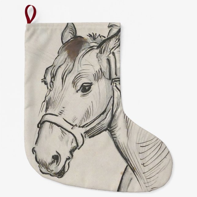 Calcetín Navideño Grande Cabeza de caballo (por Alfred Dehodencq) (Anverso)
