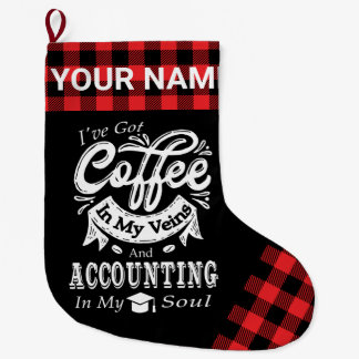 Calcetín Navideño Grande Café Contable Personalizado En Mis venas