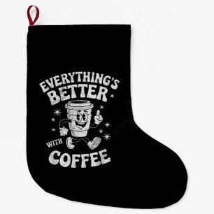 Calcetín Navideño Grande Café divertido retro vintage para hombres o mujere