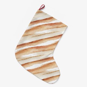 Calcetín Navideño Grande Calabaza Melocotón Latte Rayas Navidad 