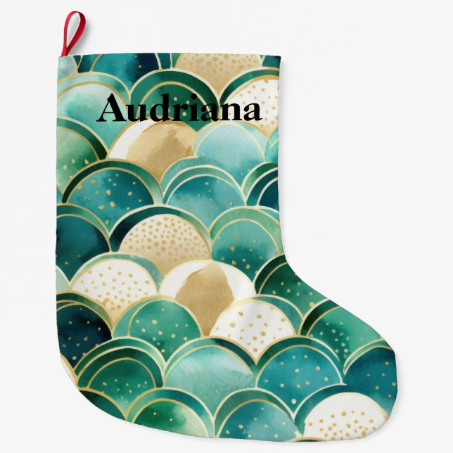 Calcetín Navideño Grande Cálida Moda Sage Green Mint (Anverso)