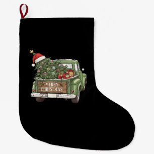 Calcetín Navideño Grande Camión de Navidad Vintage Feliz Navidad Hombres Mu